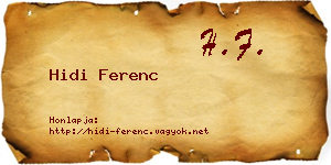 Hidi Ferenc névjegykártya